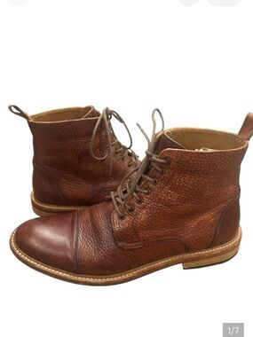 Taft brown rome pebbled leather ankle boots size 41 women’s 10 lace up chukka